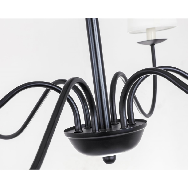 Living District Eclipse 6-Light Metal & Fabric Chandelier in Black/White