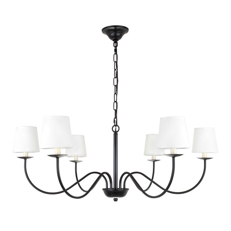 Living District Eclipse 6-Light Metal & Fabric Chandelier in Black/White