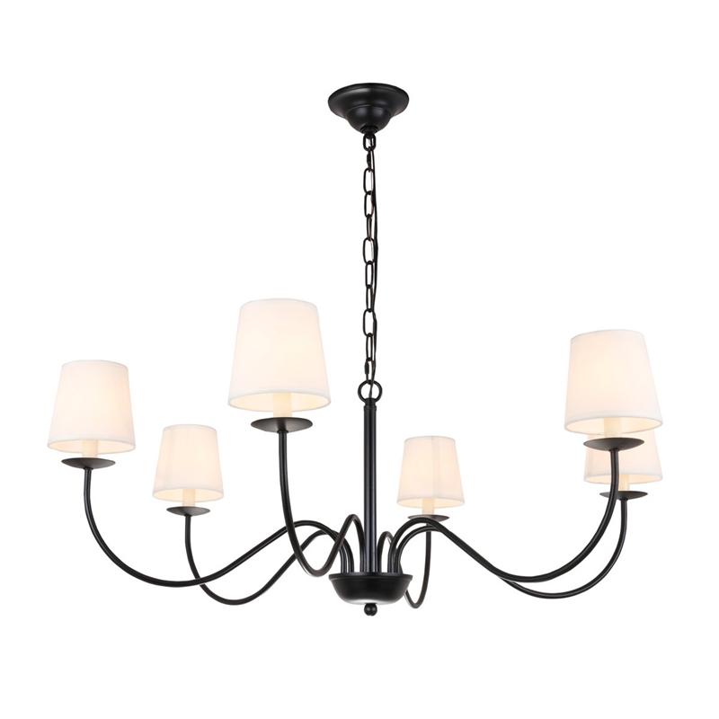 Living District Eclipse 6-Light Metal & Fabric Chandelier in Black/White