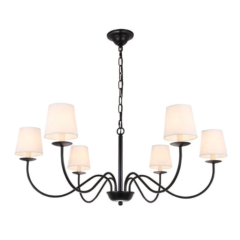 Living District Eclipse 6-Light Metal & Fabric Chandelier in Black/White