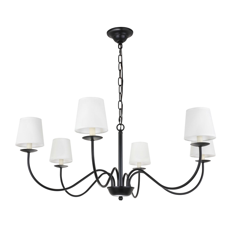 Living District Eclipse 6-Light Metal & Fabric Chandelier in Black/White