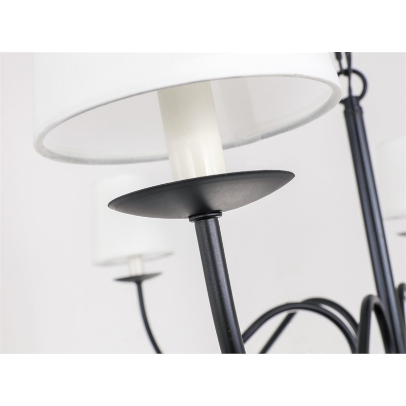 Living District Eclipse 6-Light Metal & Fabric Chandelier in Black/White