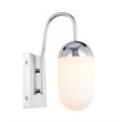 Living District Kace 1-Light Metal & Glass Wall Sconce in Chrome/Frosted White
