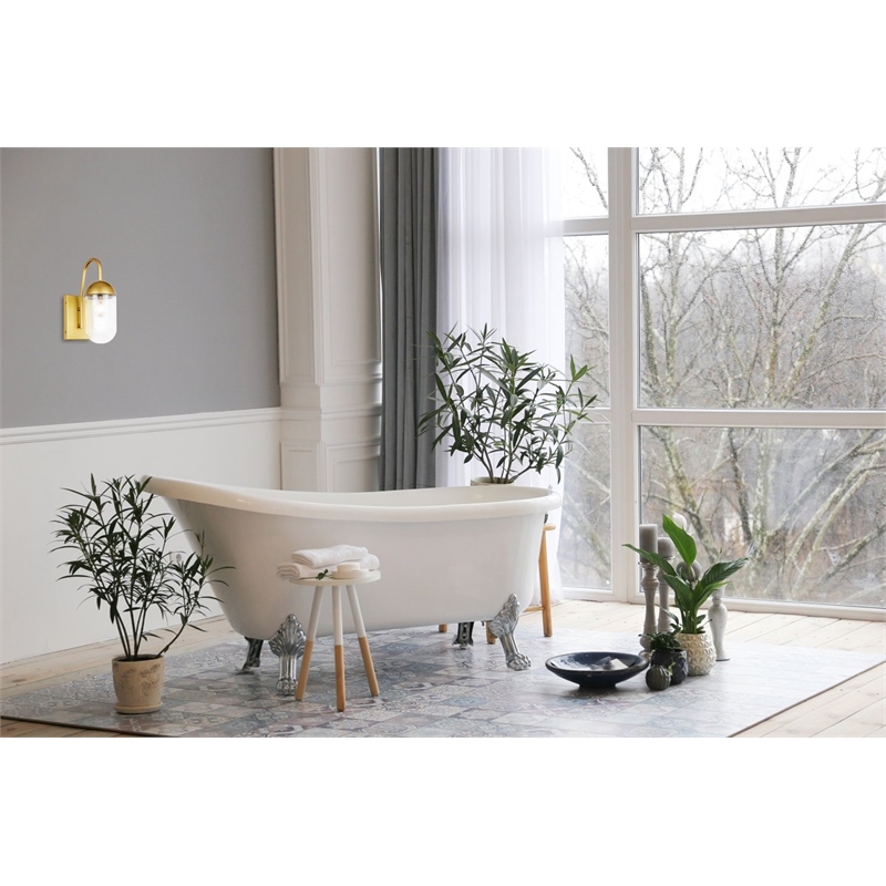 Living District Kace 1-Light Metal & Glass Wall Sconce in Brass/Clear