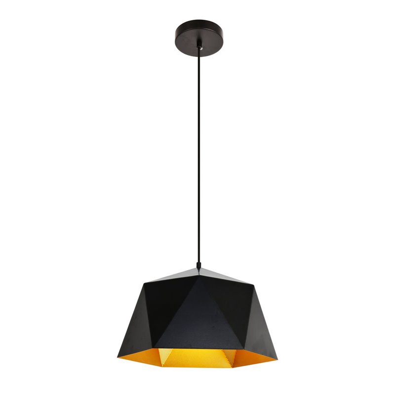 Living District Arden 1-Light Transitional Metal Pendant in Black and Gold