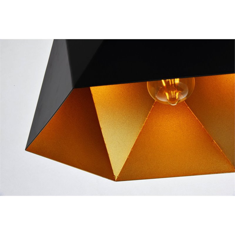 Living District Arden 1-Light Transitional Metal Pendant in Black and Gold