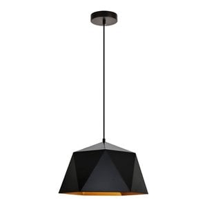 Living District Arden 1-Light Transitional Metal Pendant in Black and Gold