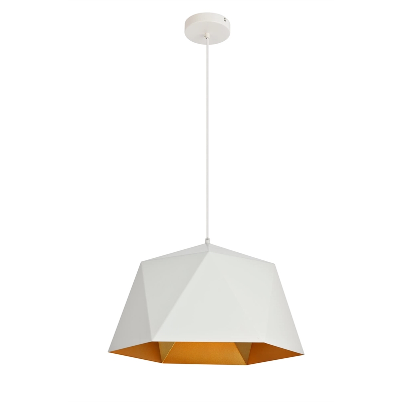 Living District Arden 1-Light Transitional Metal Pendant in White and Gold