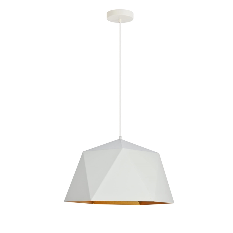 Living District Arden 1-Light Transitional Metal Pendant in White and Gold