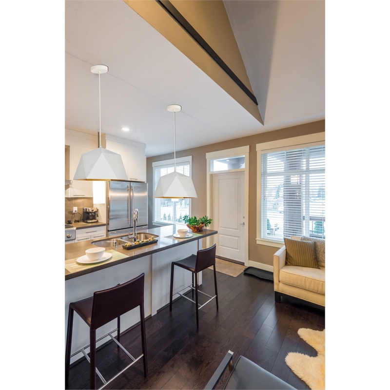 Living District Arden 1-Light Transitional Metal Pendant in White and Gold