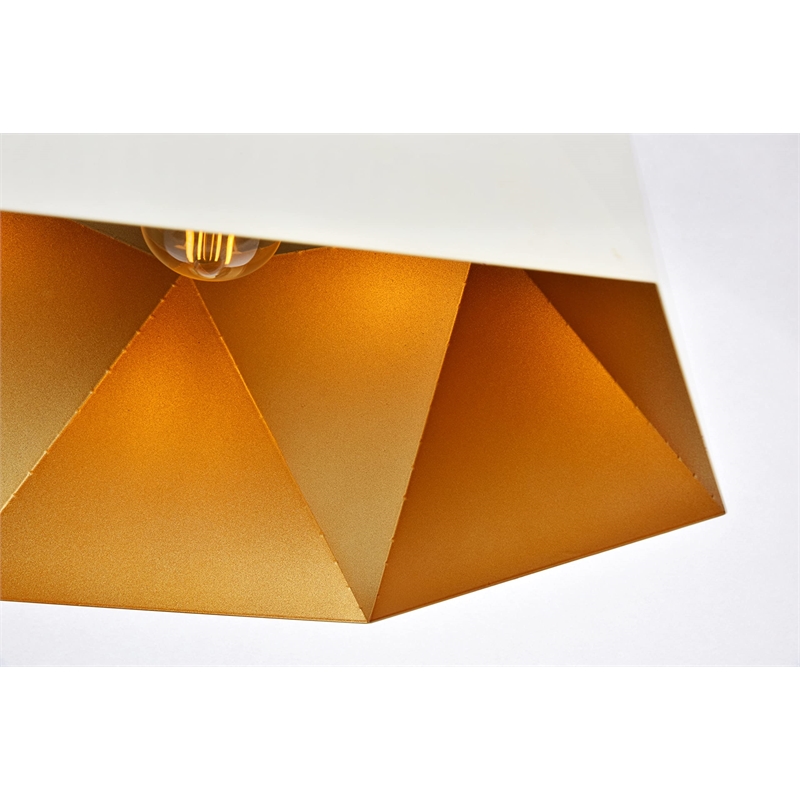 Living District Arden 1-Light Transitional Metal Pendant in White and Gold
