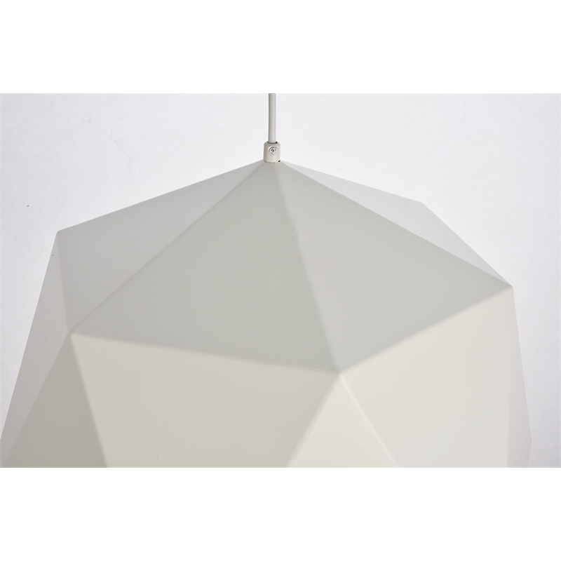 Living District Arden 1-Light Transitional Metal Pendant in White and Gold