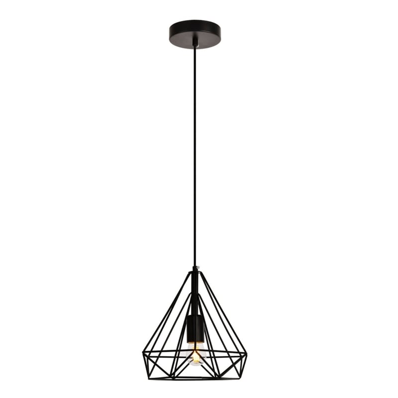 Living District Jago 1-Light Transitional Metal Pendant in Black Finish