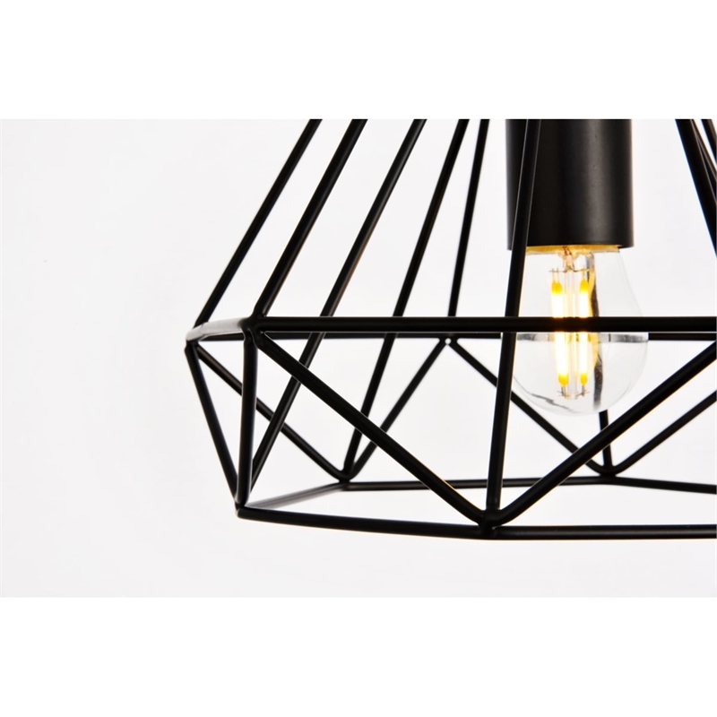 Living District Jago 1-Light Transitional Metal Pendant in Black Finish