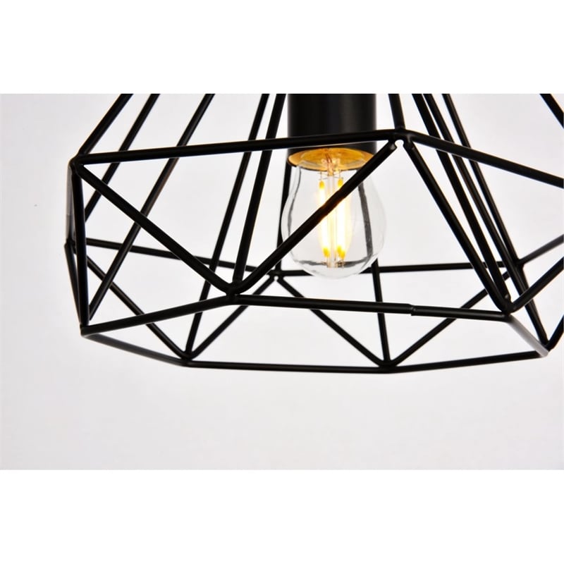 Living District Jago 1-Light Transitional Metal Pendant in Black Finish
