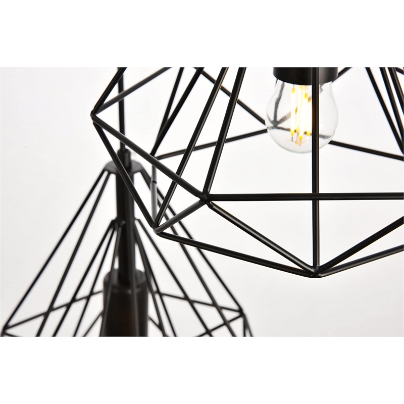 Living District Jago 3-Light Transitional Metal Pendant in Black