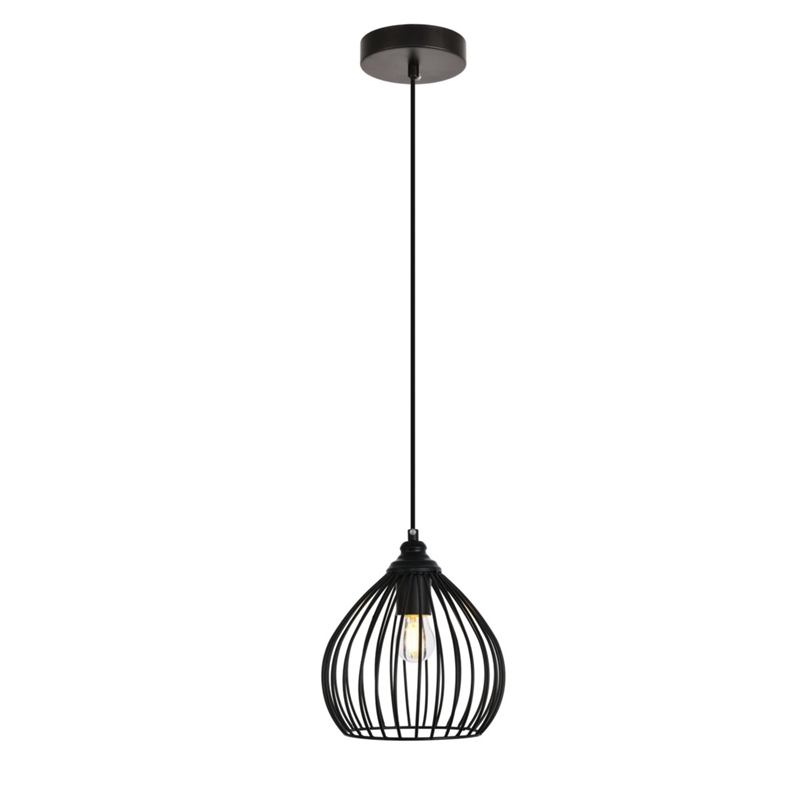 Living District Sayer 1-Light Transitional Metal Pendant in Black