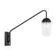 Living District Kace 1-Light Metal Wall Sconce in Black and Clear Glass