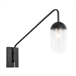 Living District Kace 1-Light Metal Wall Sconce in Black and Clear Glass