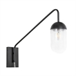 Living District Kace 1-Light Metal Wall Sconce in Black and Clear Glass