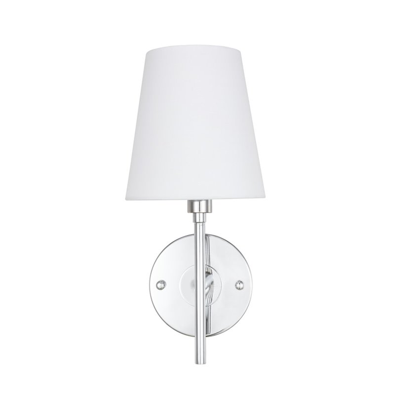 Living District Cason 1-Light Metal & Fabric Wall Sconce in Chrome/White