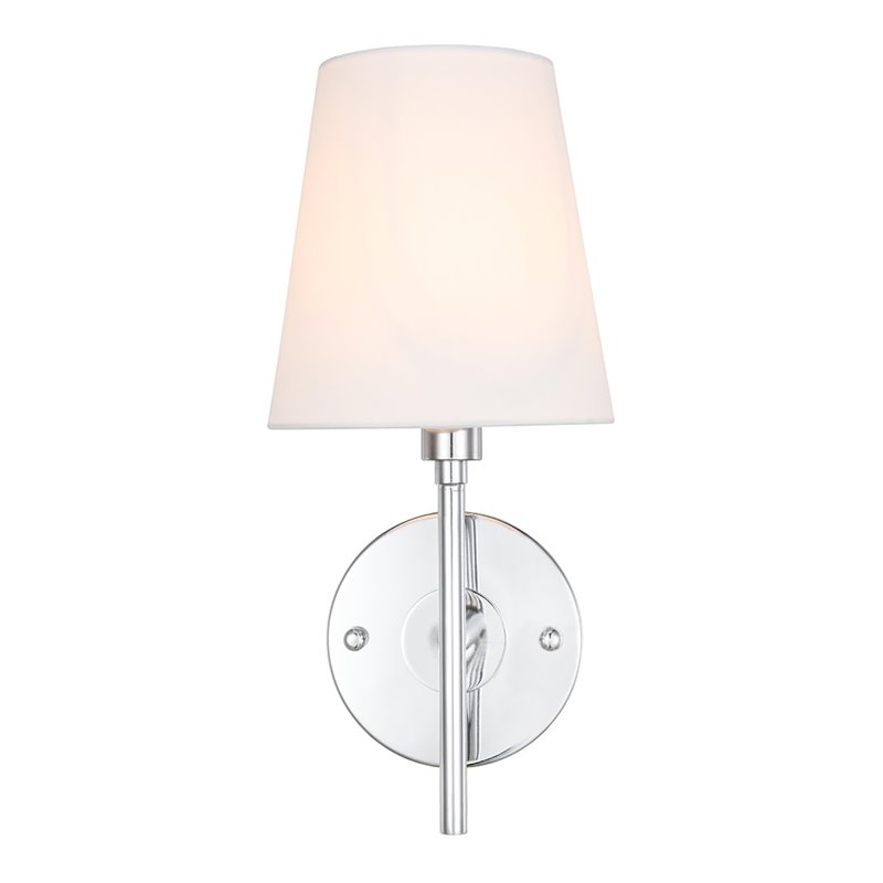 Living District Cason 1-Light Metal & Fabric Wall Sconce in Chrome/White