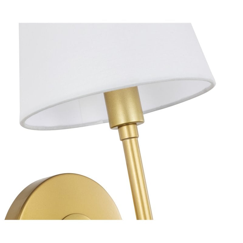 Living District Cason 1-Light Metal & Fabric Wall Sconce in Brass/White