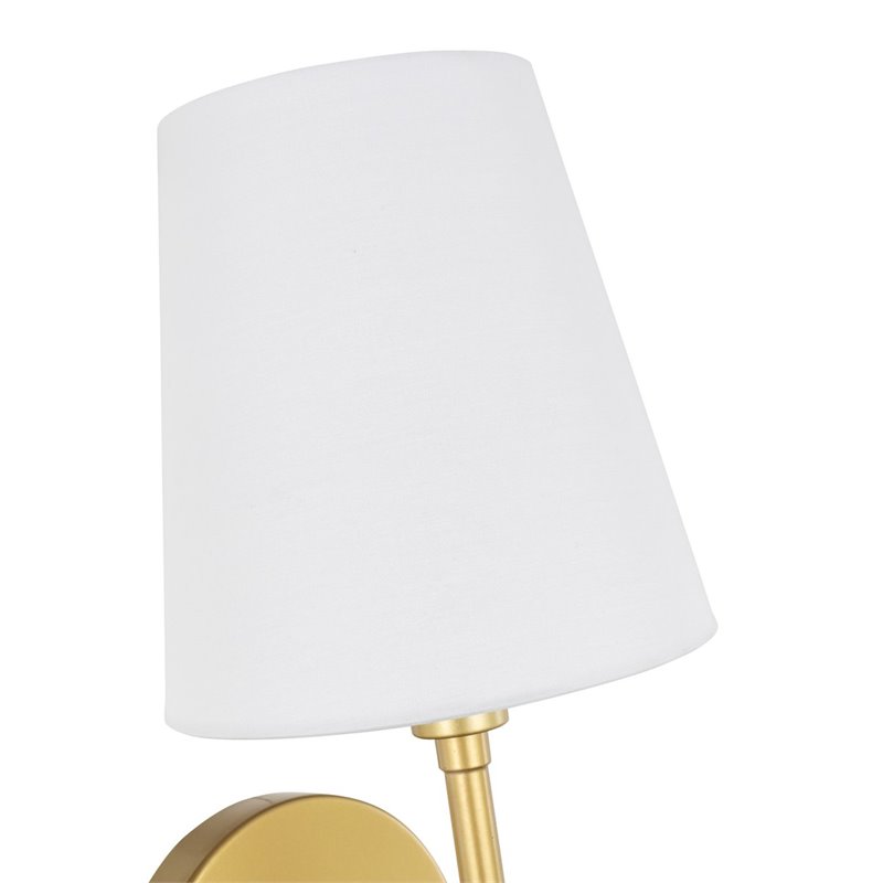 Living District Cason 1-Light Metal & Fabric Wall Sconce in Brass/White