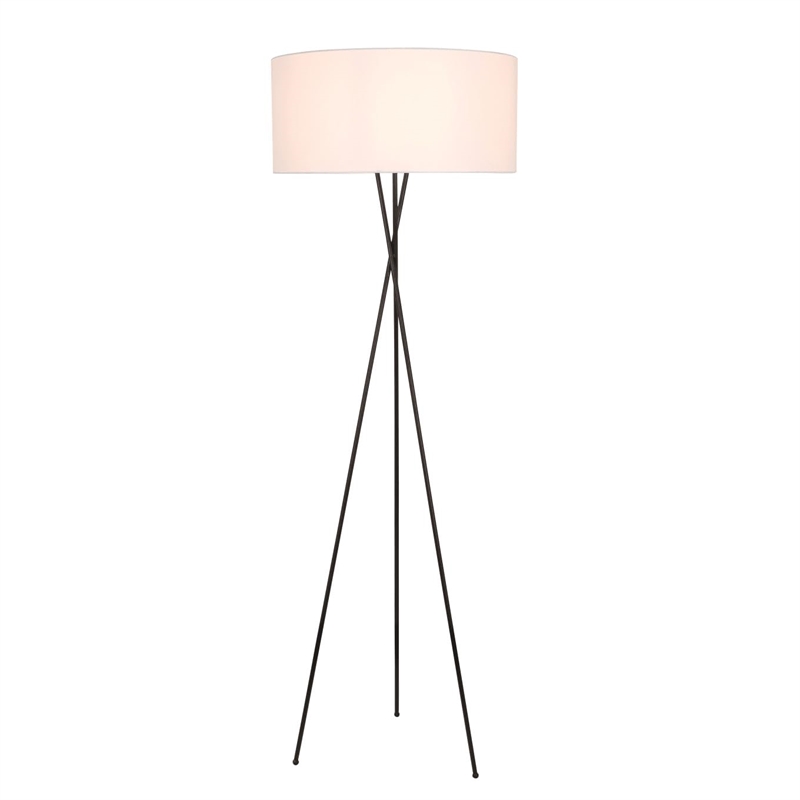 Living District Cason 1-Light Metal & Fabric Floor Lamp in Black/White