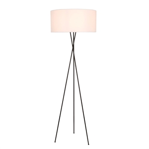 Living District Cason 1-Light Metal & Fabric Floor Lamp in Black/White