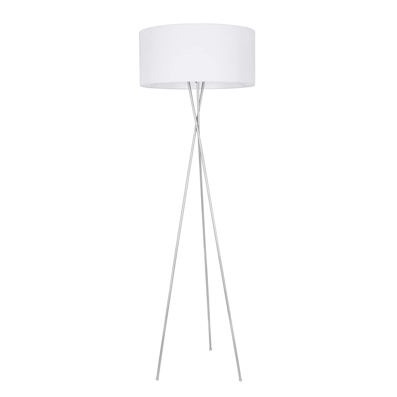 Living District Cason 1-Light Metal & Fabric Floor Lamp in Black/White