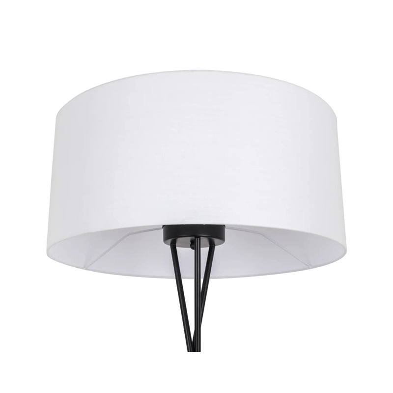 Living District Cason 1-Light Metal & Fabric Floor Lamp in Black/White