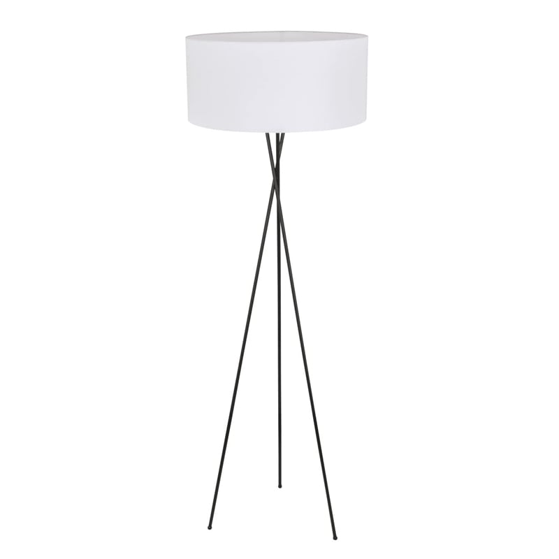 Living District Cason 1-Light Metal & Fabric Floor Lamp in Black/White