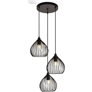 Living District Sayer 3-Light Transitional Metal Pendant in Black