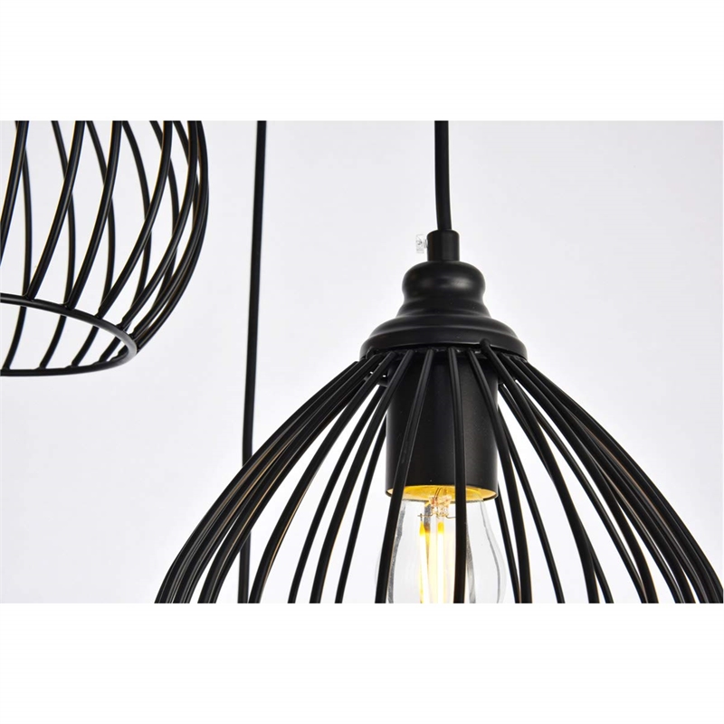 Living District Sayer 3-Light Transitional Metal Pendant in Black