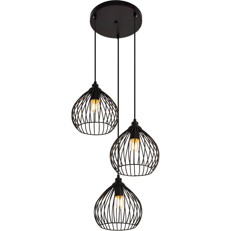 Living District Sayer 3-Light Transitional Metal Pendant in Black