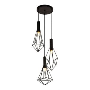Living District Jago 3-Light Transitional Metal Pendant in Black