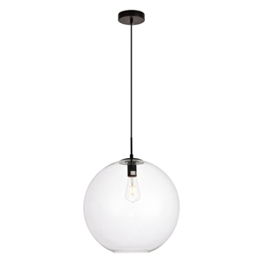 Living District Placido 1-Light Transitional Metal Pendant in Black & Clear