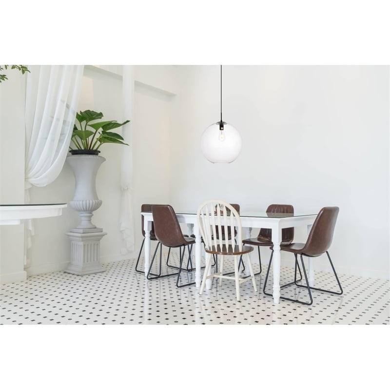 Living District Placido 1-Light Transitional Metal Pendant in Black & Clear