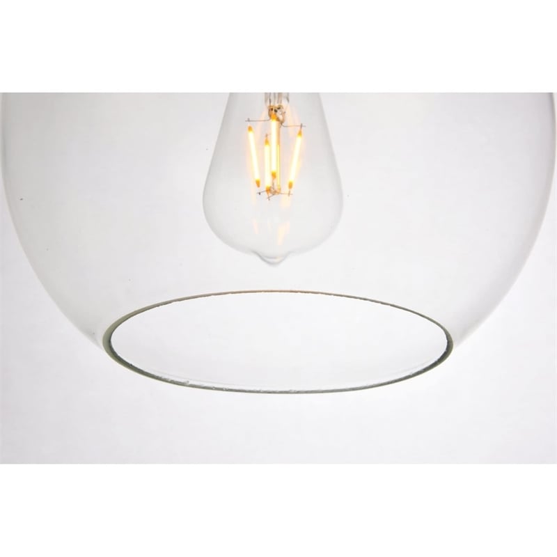 Living District Placido 1-Light Transitional Metal Pendant in Black & Clear