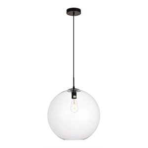 living district placido 1-light transitional metal pendant in black & clear