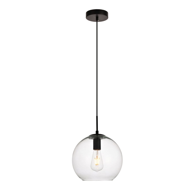 Living District Placido 1-Light Transitional Metal Pendant in Black/Clear