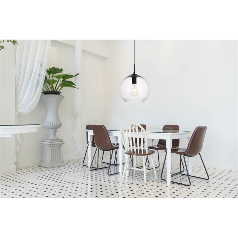 Living District Placido 1-Light Transitional Metal Pendant in Black/Clear