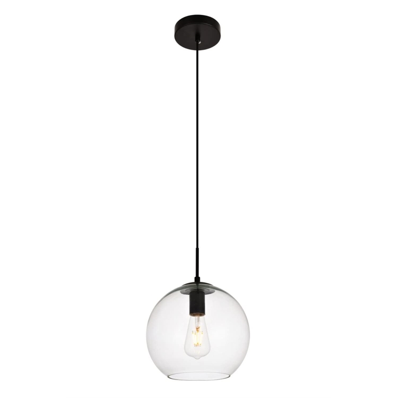 Living District Placido 1-Light Transitional Metal Pendant in Black/Clear