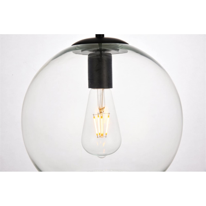 Living District Placido 1-Light Transitional Metal Pendant in Black/Clear