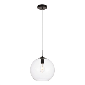 Living District Placido 1-Light Transitional Metal Pendant - Black & Clear