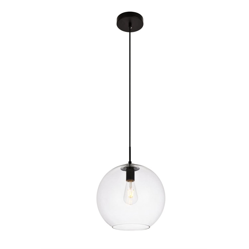 Living District Placido 1-Light Transitional Metal Pendant - Black & Clear