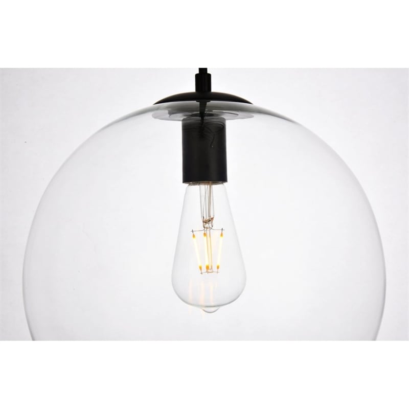 Living District Placido 1-Light Transitional Metal Pendant - Black & Clear