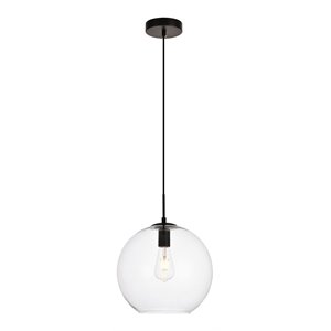 living district placido 1-light transitional metal pendant - black & clear