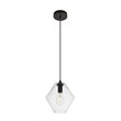 Living District Placido 1-Light Transitional Metal Pendant in Black and Clear